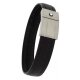 Bracelet Montblanc en acier fin et cuir chocolat orné du design Trois anneaux