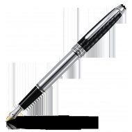 Stylo plume Montblanc Meisterst&uuml;ck Solitaire Carbone et Acier