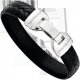 Bracelet Montblanc en acier fin et cuir tressé noir