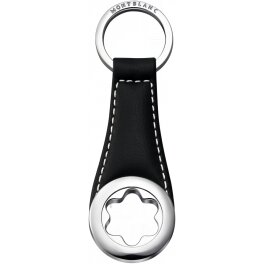 Porte-cl&eacute;s en cuir de veau noir orn&eacute; de l'embl&egrave;me Montblanc