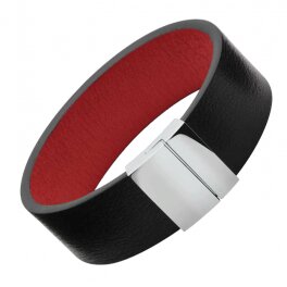 ZRC-ROCHET - Bracelet Manchette Fermoir Acier Agneau Noir