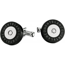 Boutons de Manchette Montblanc ronds en acier fin rev&ecirc;tus de PVD noir
